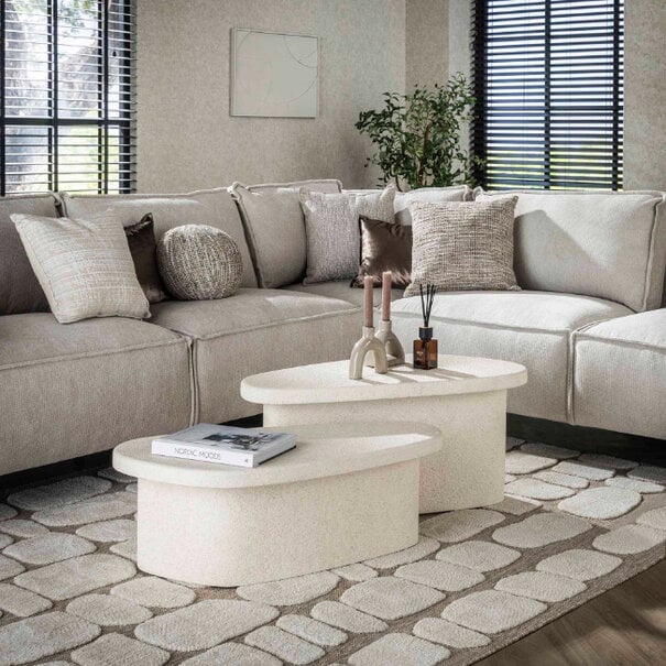 BelaLuz Moderne salontafel 2-set Octo organisch wit