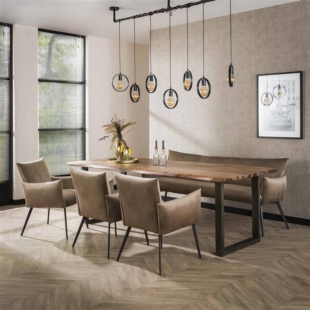 BelaLuz Modern hotel chique eetkamerstoel Fancy champagne velour