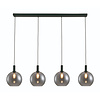 Freelight Moderne hanglamp Chandra 4-lichts zwart smoke glas