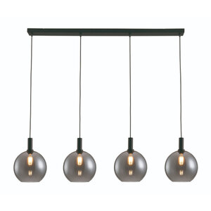 Freelight Moderne hanglamp Chandra 4-lichts zwart smoke glas