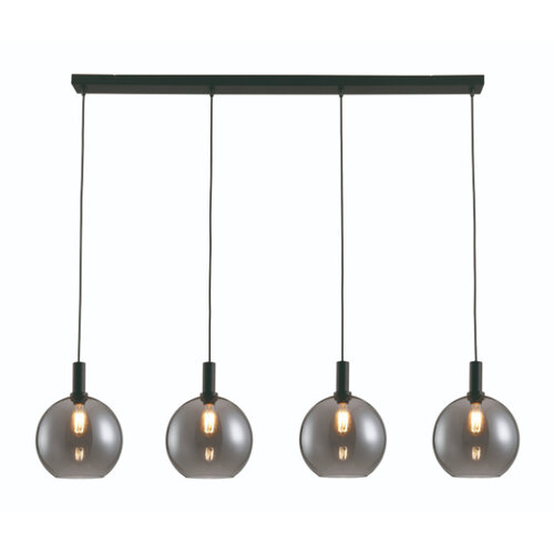 Moderne hanglamp Chandra 4-lichts zwart smoke glas