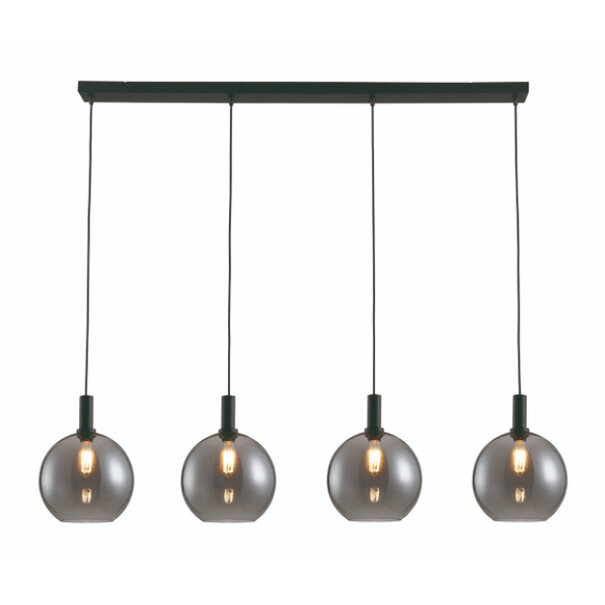Freelight Moderne hanglamp Chandra 4-lichts zwart smoke glas