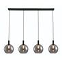 Moderne hanglamp Chandra 4-lichts zwart smoke glas