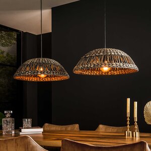 BelaLuz Industriële hanglamp Trenzando 2-lichts dome zwart nikkel