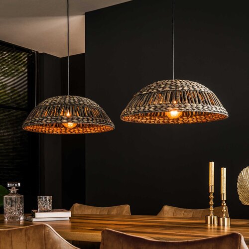 Industriële hanglamp Trenzando 2-lichts dome zwart nikkel