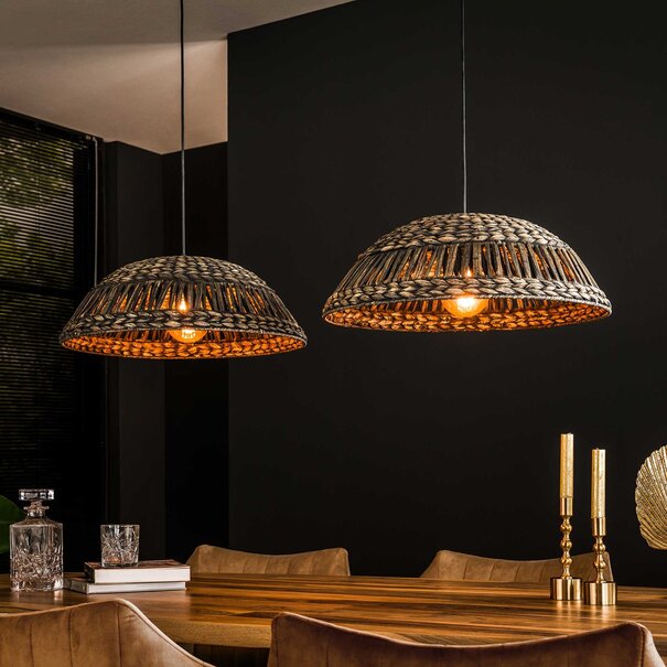 BelaLuz Industriële hanglamp Trenzando 2-lichts dome zwart nikkel