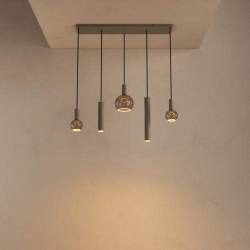 Modern design hanglamp Riva 5-lichts quartz