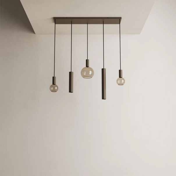 Ztahl Modern industriële hanglamp Riva 5-lichts platinum op balk