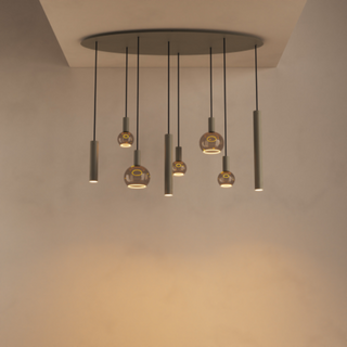 Hanglamp Riva 8-lichts ovaal quartz