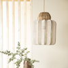 By-Boo Landelijke Ibiza stijl hanglamp Reb 1-lichts crème