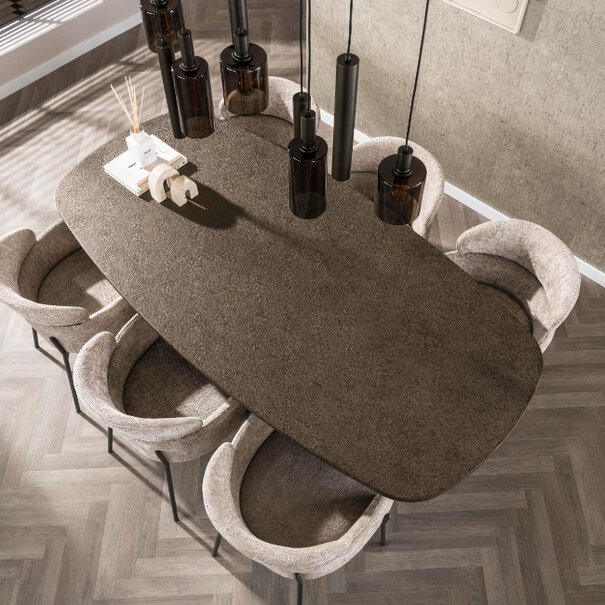 BelaLuz Modern industriële eetkamertafel Veya brons liquid metal Deens ovaal 215 cm