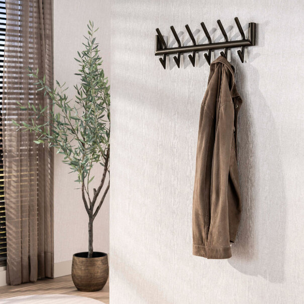 BelaLuz Industrial chique kapstok Tiyu 12 haken drift brown