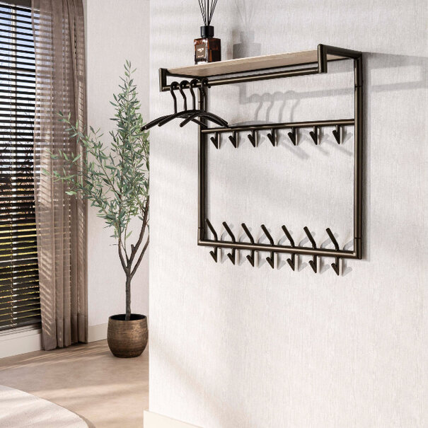 BelaLuz Modern chique kapstok Nala 14 haken hoog travertin