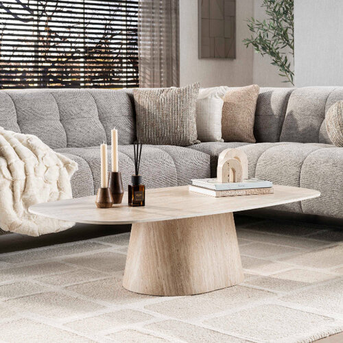 Modern Scandinavische salontafel Romano travertin 135 cm