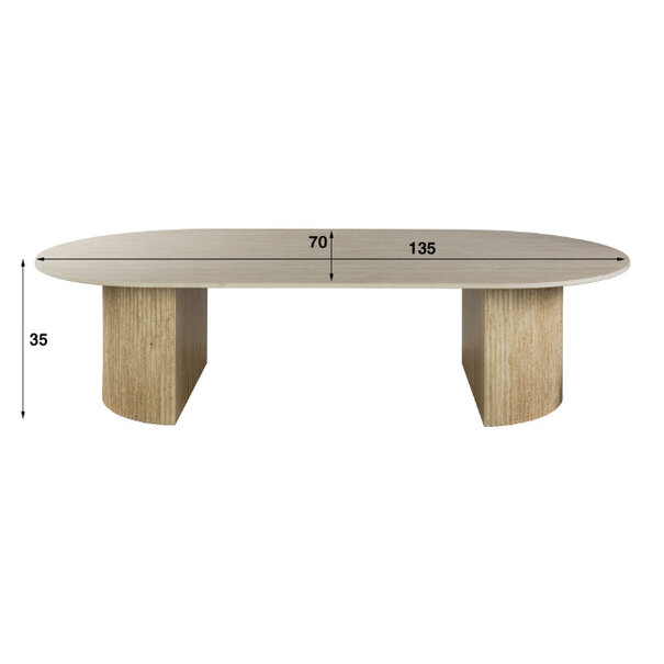 BelaLuz Modern Scandinavische salontafel Romano travertin arch 135 cm