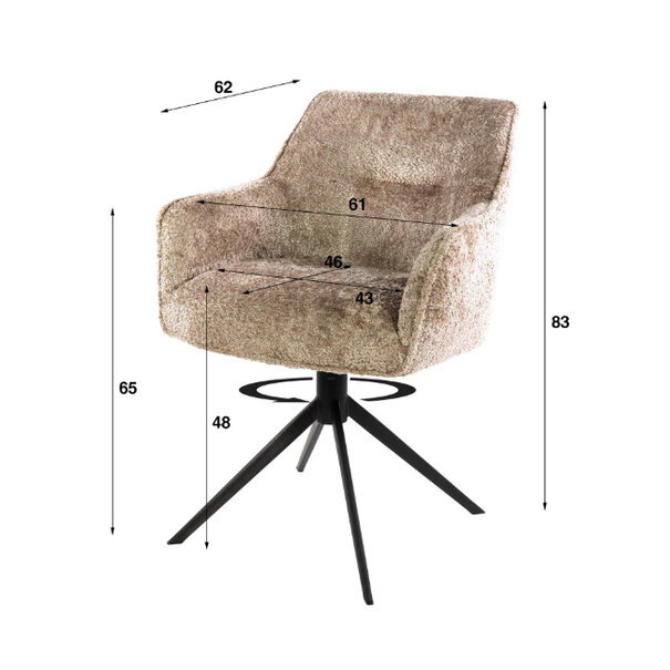 BelaLuz Modern hotel chique eetkamerstoel Flow Alura zand