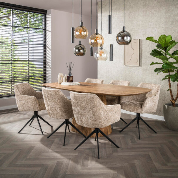 BelaLuz Modern hotel chique eetkamerstoel Flow Alura zand