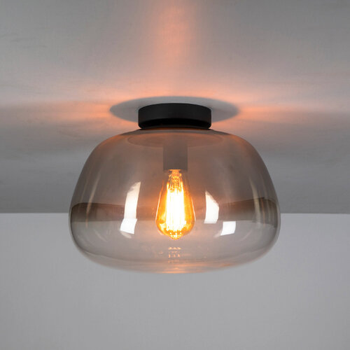 Modern industriële plafondlamp Pulse 1-lichts smoke glas