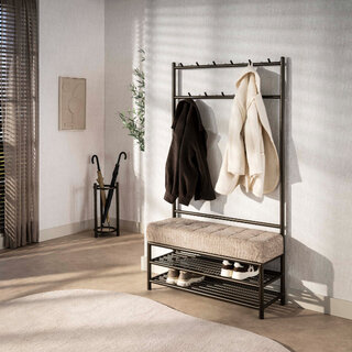 Garderobebank Lema 11 haken drift brown