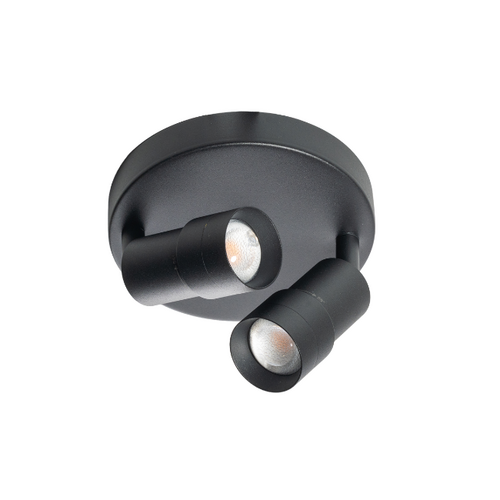 Modern minimalistische opbouwspot Liam 2-lichts rond zwart
