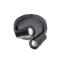 Modern minimalistische opbouwspot Liam 2-lichts rond zwart