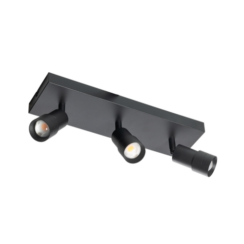 Modern minimalistische opbouwspot Liam 3-lichts zwart