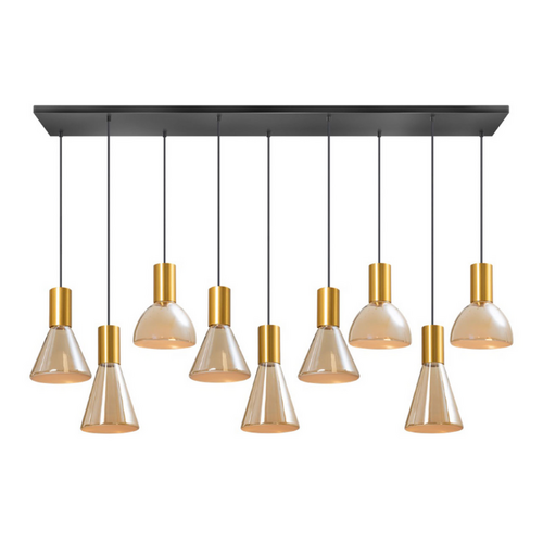 Modern hotel chique hanglamp Lisa 9-lichts messing