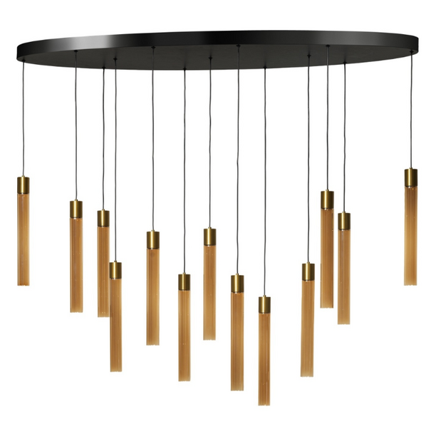 ETH Modern chique hanglamp Evelyn 13-lichts messing ovaal