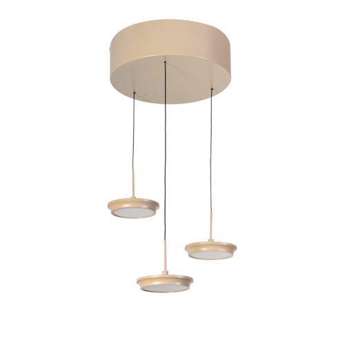 Modern minimalistische hanglamp Desiree 3-lichts getrapt zand