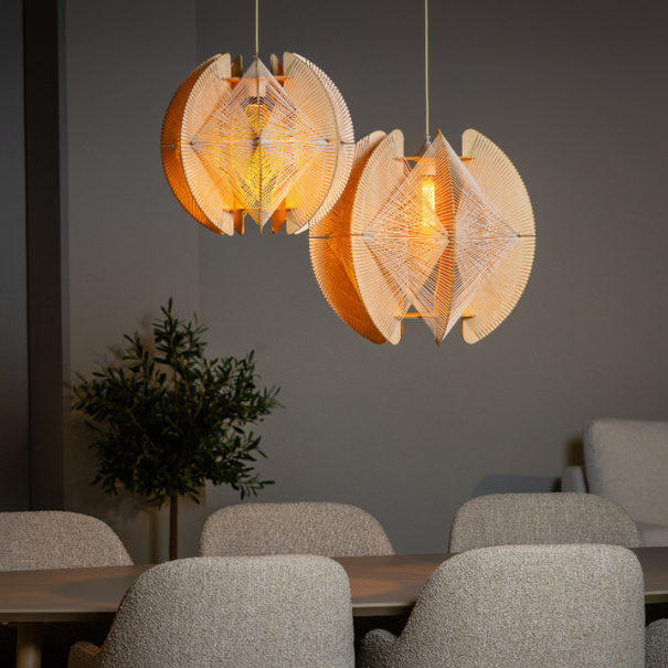 ETH Landelijk Japandi hanglamp Jessica 1-lichts small oak