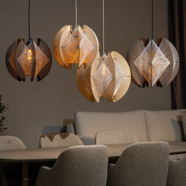 ETH Landelijk Japandi hanglamp Jessica 1-lichts oak