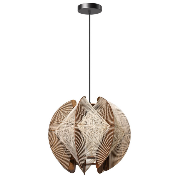 ETH Landelijk Japandi hanglamp Jessica 1-lichts walnut