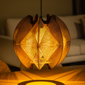 ETH Landelijk Japandi hanglamp Jessica 1-lichts walnut