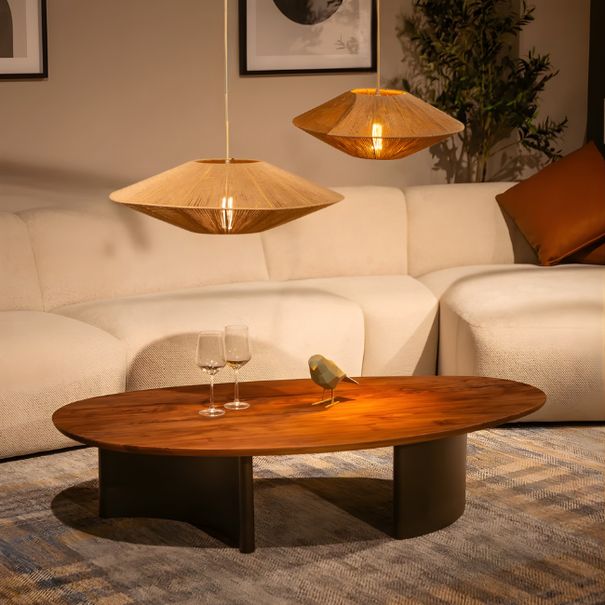 ETH Landelijke Ibiza stijl hanglamp Milou 1-lichts zand Ø50 cm