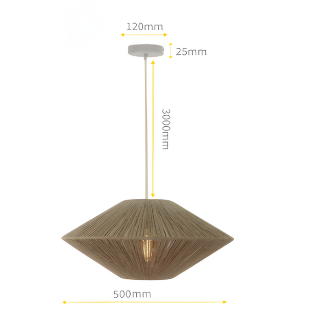 ETH Landelijke Ibiza stijl hanglamp Milou 1-lichts zand Ø50 cm