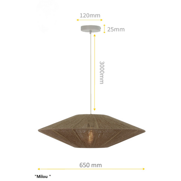 ETH Landelijke Ibiza stijl hanglamp Milou 1-lichts Ø65 cm