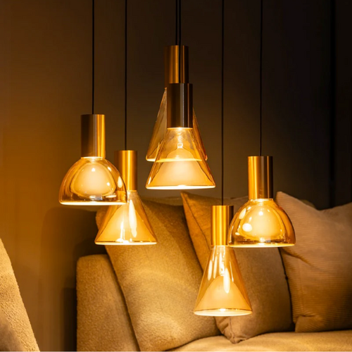 Modern hotel chique hanglamp Lisa 6-lichts messing Ø50 cm