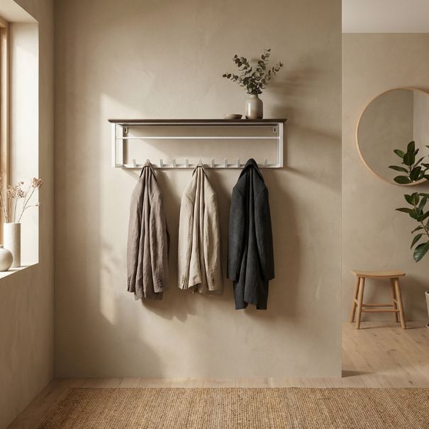 Nijwie Modern landelijke kapstok Antigua 11 haken met hoedenplank