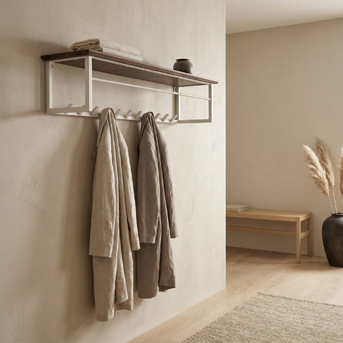 Modern landelijke kapstok Antigua 11 haken met hoedenplank