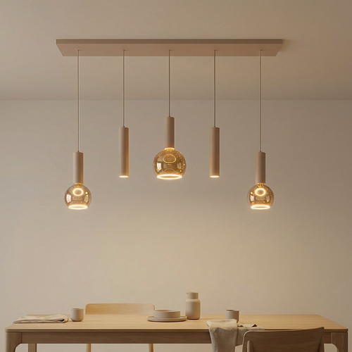 Modern Scandinavische hanglamp Locarno 5-lichts 110 cm zand