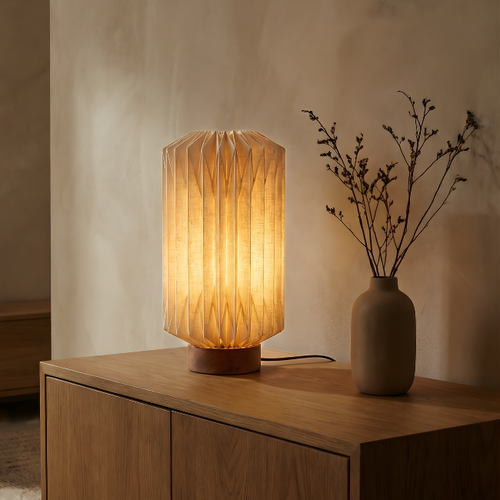 Landelijk Japandi tafellamp Luki 1-lichts Off White Ø22 cm