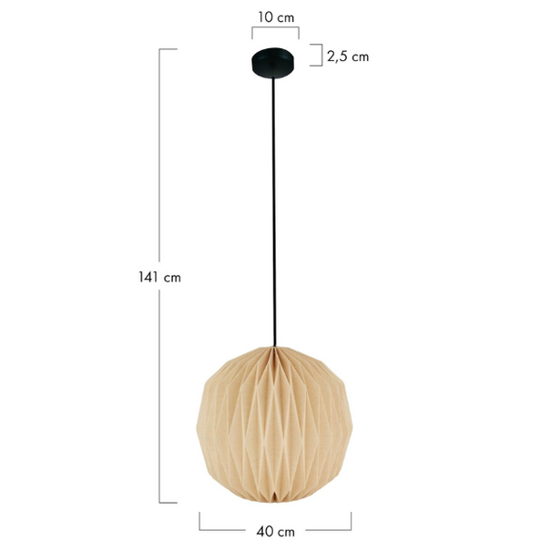 BelaLuz Japandi Ibiza stijl hanglamp Luki 1-lichts Ø40 cm paper off white