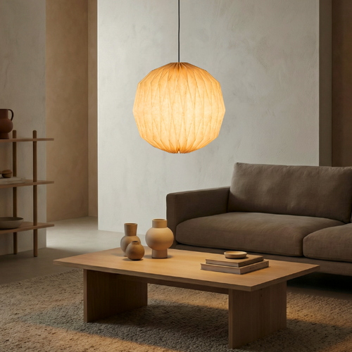 Japandi Ibiza stijl hanglamp Luki 1-lichts Ø40 cm paper off white