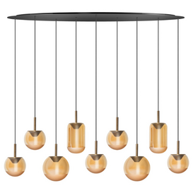 Hanglamp Yvonne 9-lichts brons ovaal