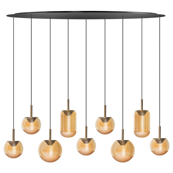 ETH Hotel chique design hanglamp Yvonne 9-lichts brons ovaal