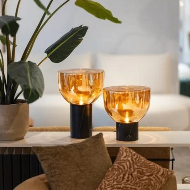 ETH Modern hotel chique tafellamp Lana 1-lichts large amber