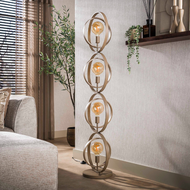BelaLuz Modern Japandi vloerlamp Ozon 4-lichts beige