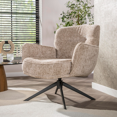 Modern Scandinavische fauteuil Velora draaibaar Hoven zand