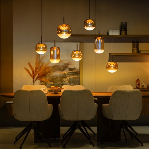 Hotel chique design hanglamp Yvonne 7-lichts brons ovaal