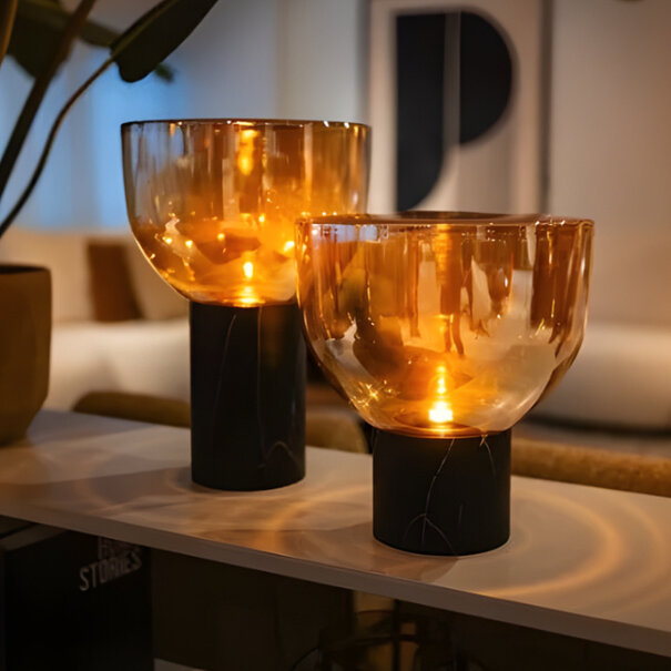 ETH Modern hotel chique tafellamp Lana 1-lichts small amber